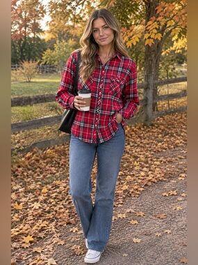 BC Clothing Plaid Lined Button Up Sweater